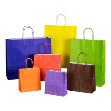 Die praktischen Tragetascher aus robustem Kraftpapier gibt es in verschiedenen Farben und Gr&ouml;&szlig;en