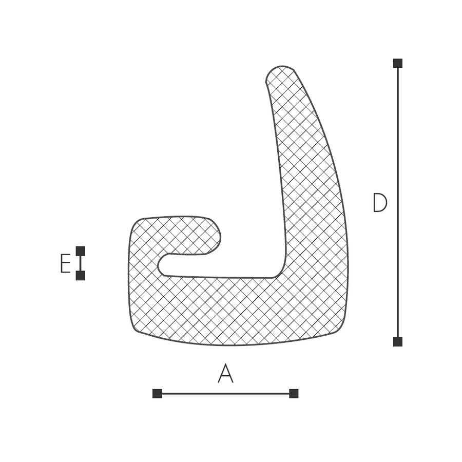 Abmessungen des Schaumprofils (siehe Preistabelle)