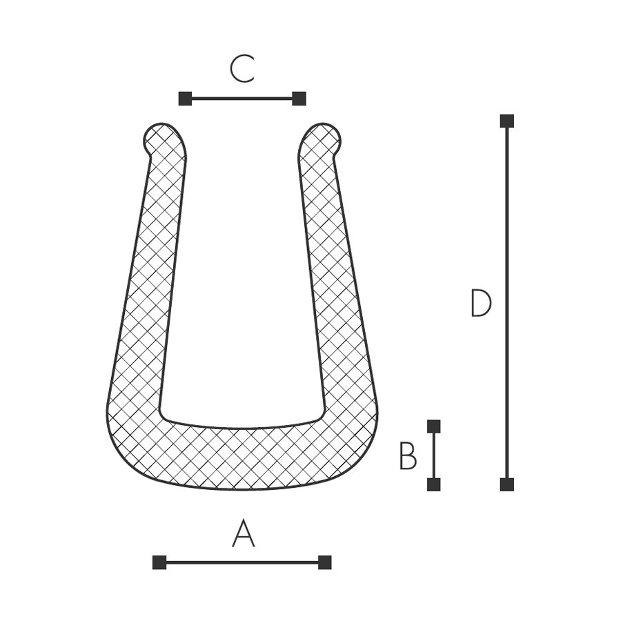 Abmessungen des Schaumprofils (siehe Preistabelle) Abmessungen des Schaumprofils (siehe Preistabelle)