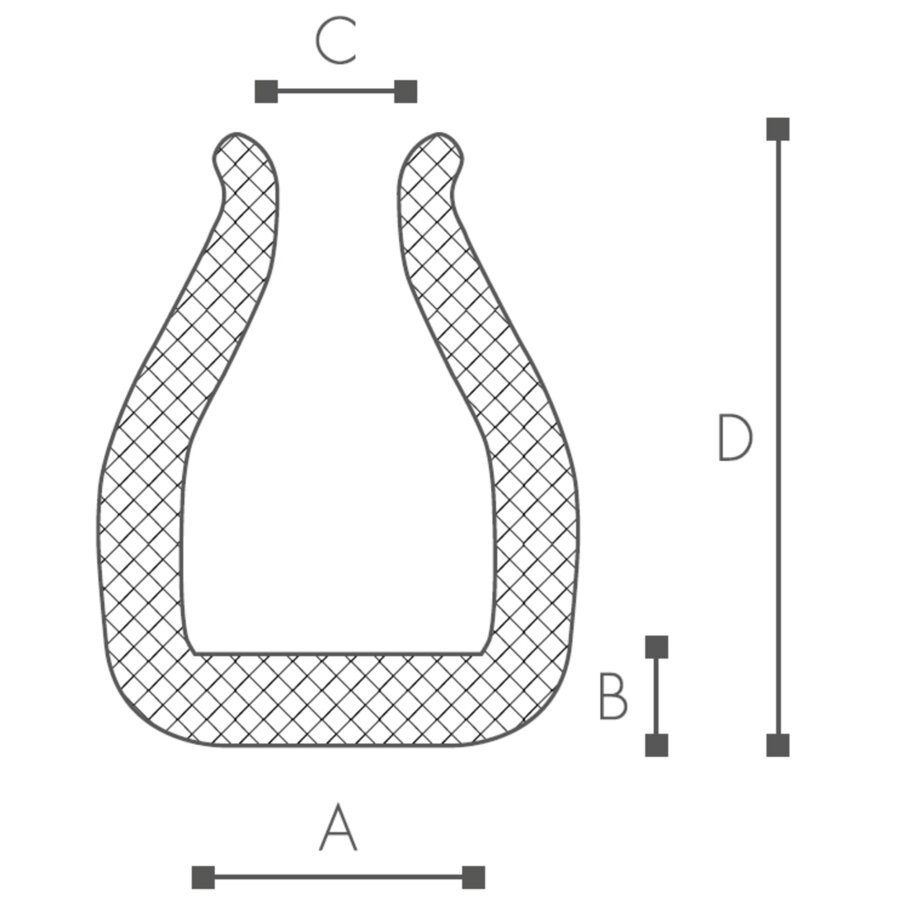 Abmessungen des Schaumprofils (siehe Preistabelle)