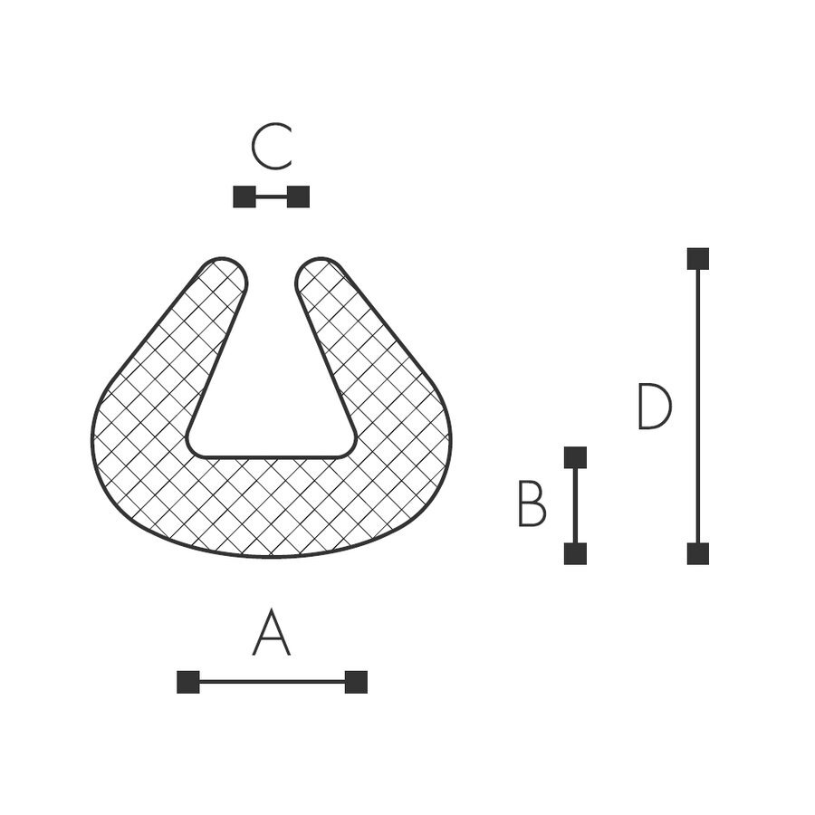 Abmessungen des Schaumprofils (siehe Preistabelle)