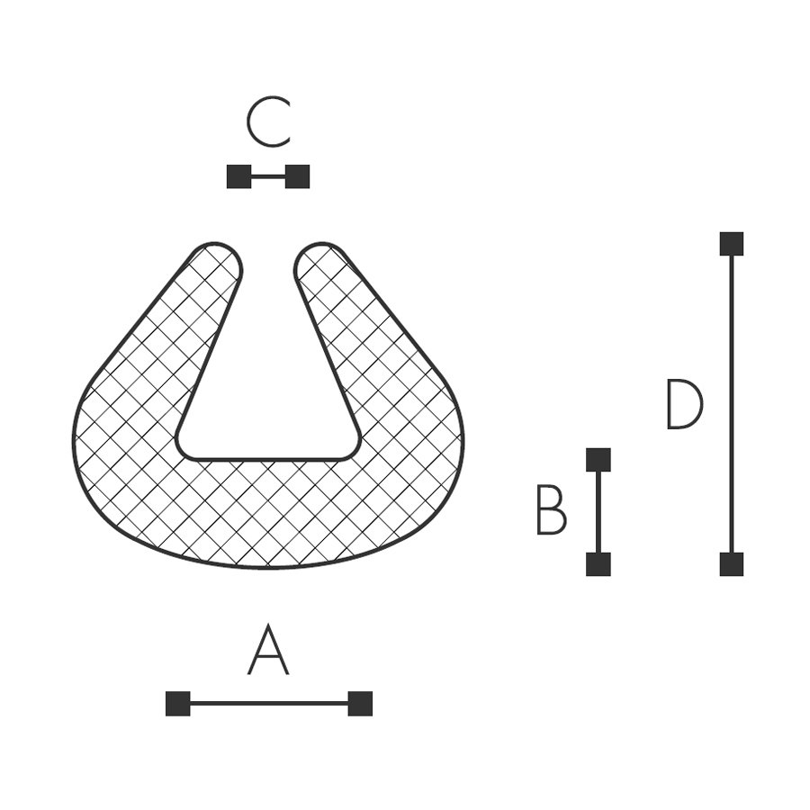 Abmessungen des Schaumprofils (siehe Preistabelle) Abmessungen des Schaumprofils (siehe Preistabelle)