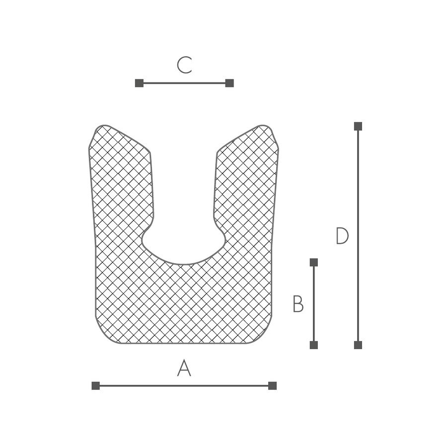Abmessungen des Schaumprofils (siehe Preistabelle) Abmessungen des Schaumprofils (siehe Preistabelle)