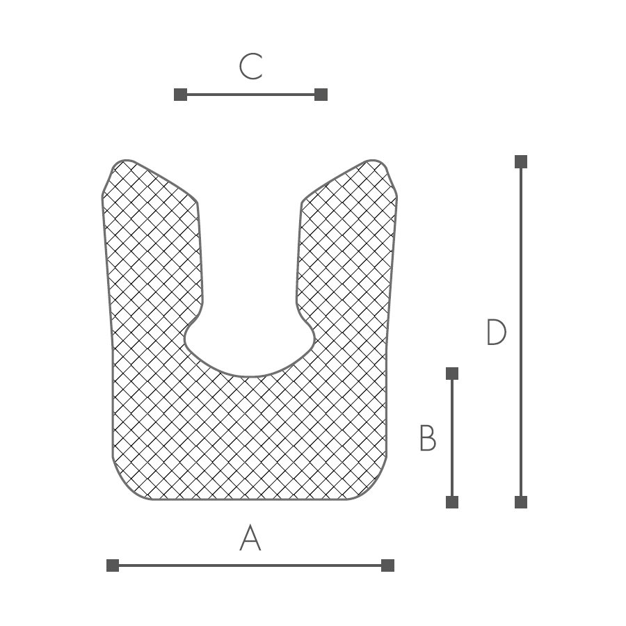 Abmessungen des Schaumprofils (siehe Preistabelle) Abmessungen des Schaumprofils (siehe Preistabelle)