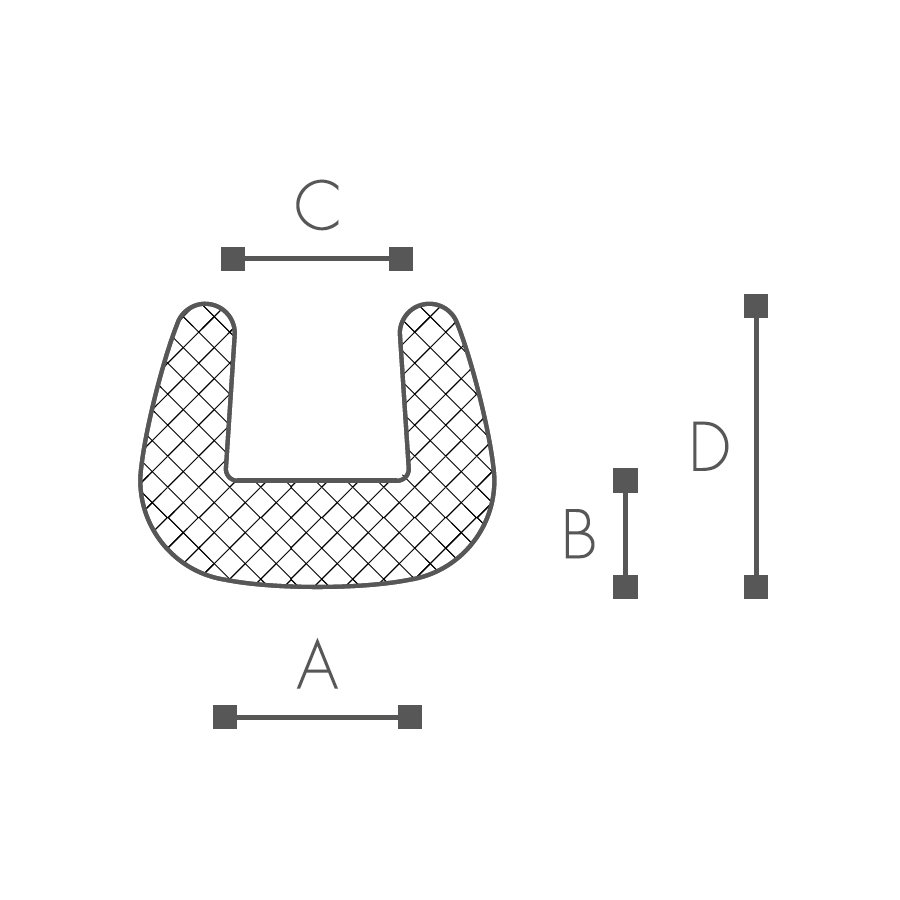 Abmessungen des Schaumprofils (siehe Preistabelle) Abmessungen des Schaumprofils (siehe Preistabelle)
