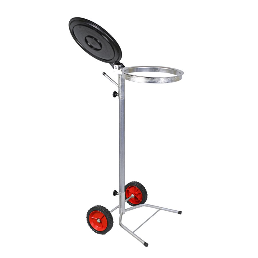 Mit zwei bodenschonenden Kunststoffkappen am Fußteil Mit zwei bodenschonenden Kunststoffkappen am Fußteil