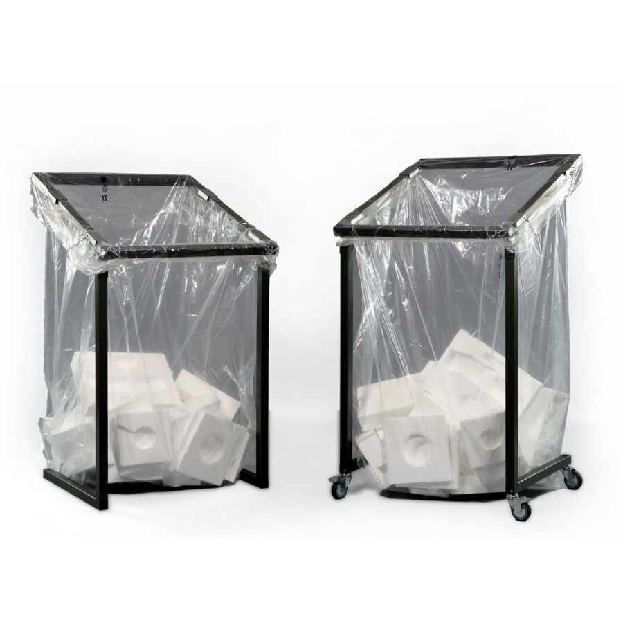 Praktisches Stahlgestell zum Einhngen von Seitenfalten-Abfallscken mit 1.000 Liter Volumen