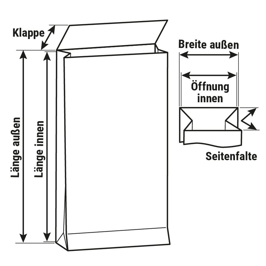 Papier-Versandtasche mit Blockboden & Seitenfalte, wiederverschlie�bar