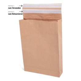 Papier-Versandtasche mit Blockboden & Seitenfalte, wiederverschliebar