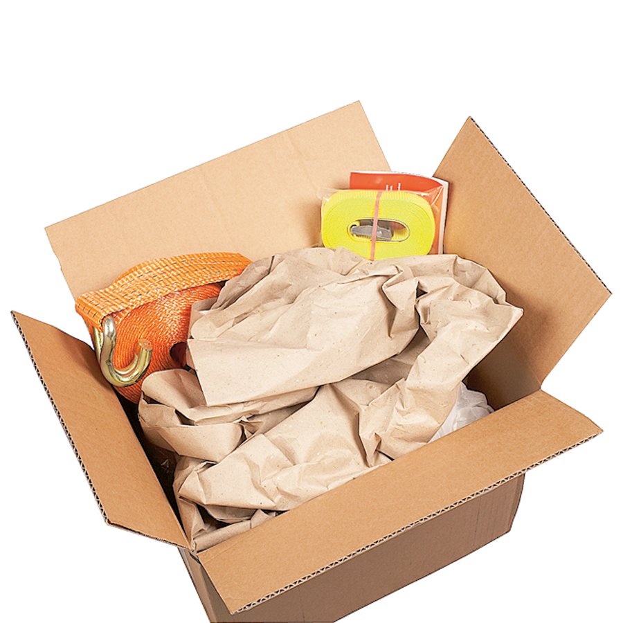 Zusammengeknüllt passt sich das Füllmaterial jeder Form und jedem Hohlraum an, polstert, und schützt Zusammengeknüllt passt sich das Füllmaterial jeder Form und jedem Hohlraum an, polstert, und schützt