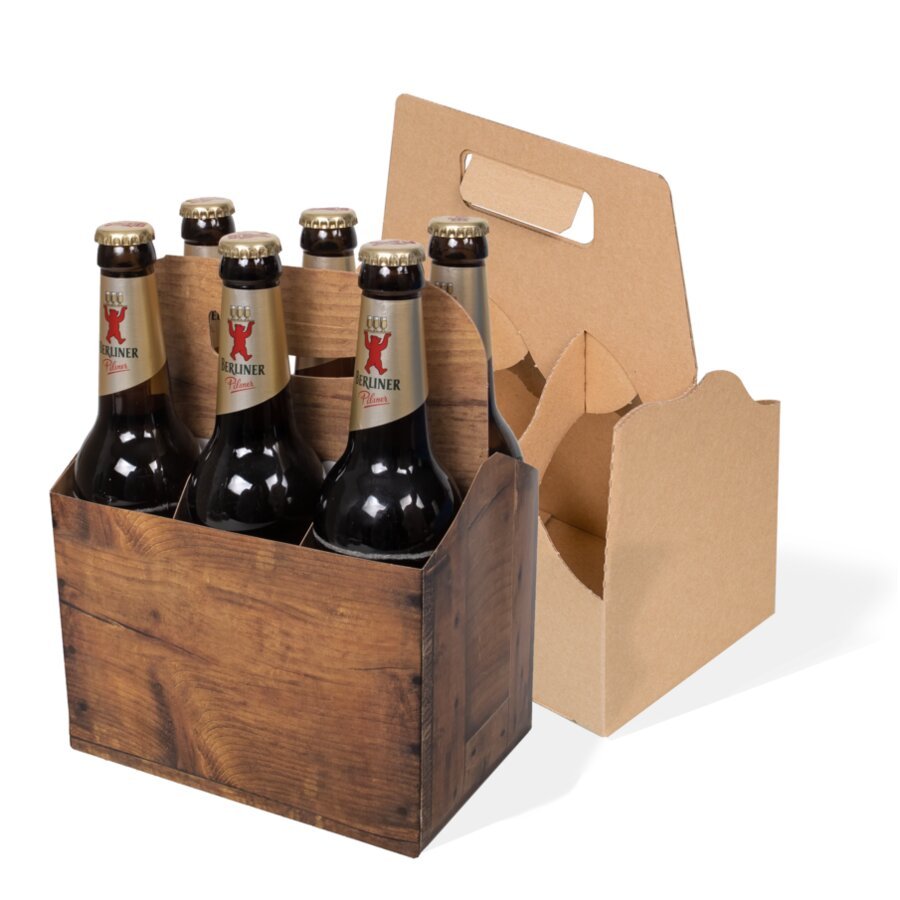 Flaschenträger aus Wellpappe für 6 x 0,5 l Flaschen Flaschenträger aus Wellpappe für 6 x 0,5 l Flaschen