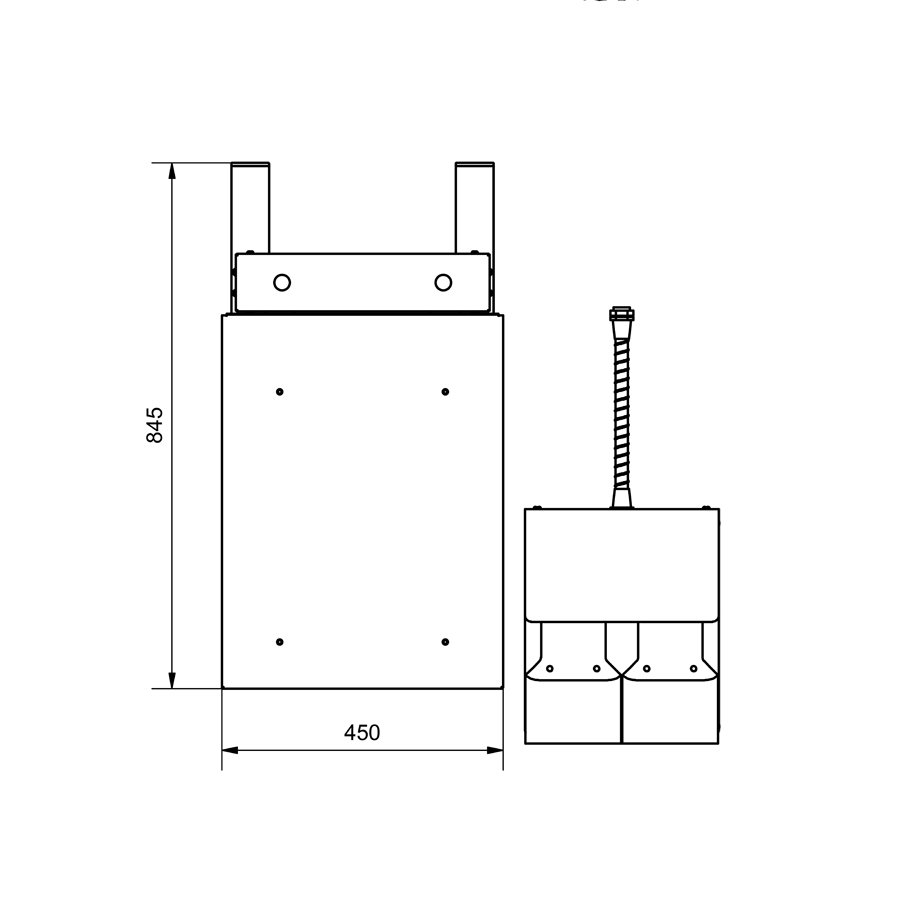 Breite des Hublifts: 450 mm Breite des Hublifts: 450 mm