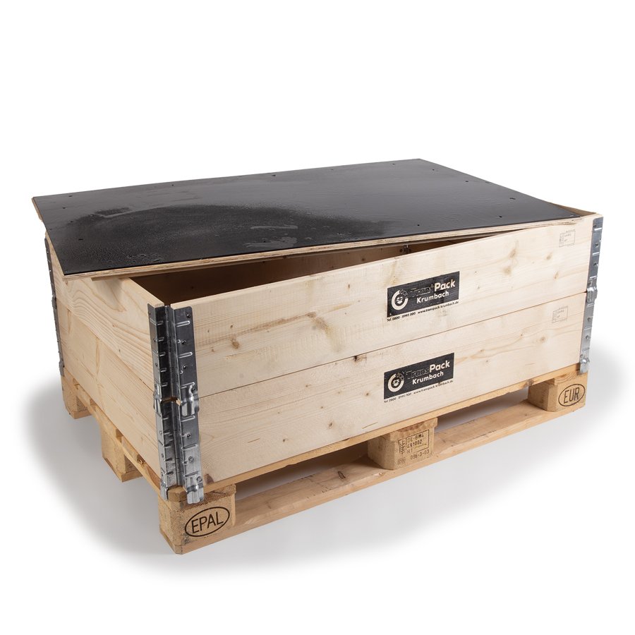 Zusätzlicher Produktschutz durch Holzdeckel mit Hohlkammerplatte Zusätzlicher Produktschutz durch Holzdeckel mit Hohlkammerplatte