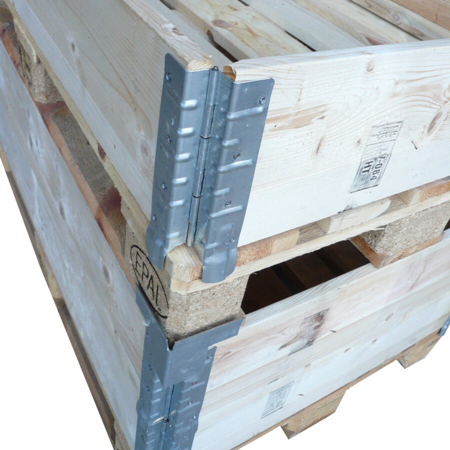 Stapelung von Paletten auf Holzaufsatzrahmen