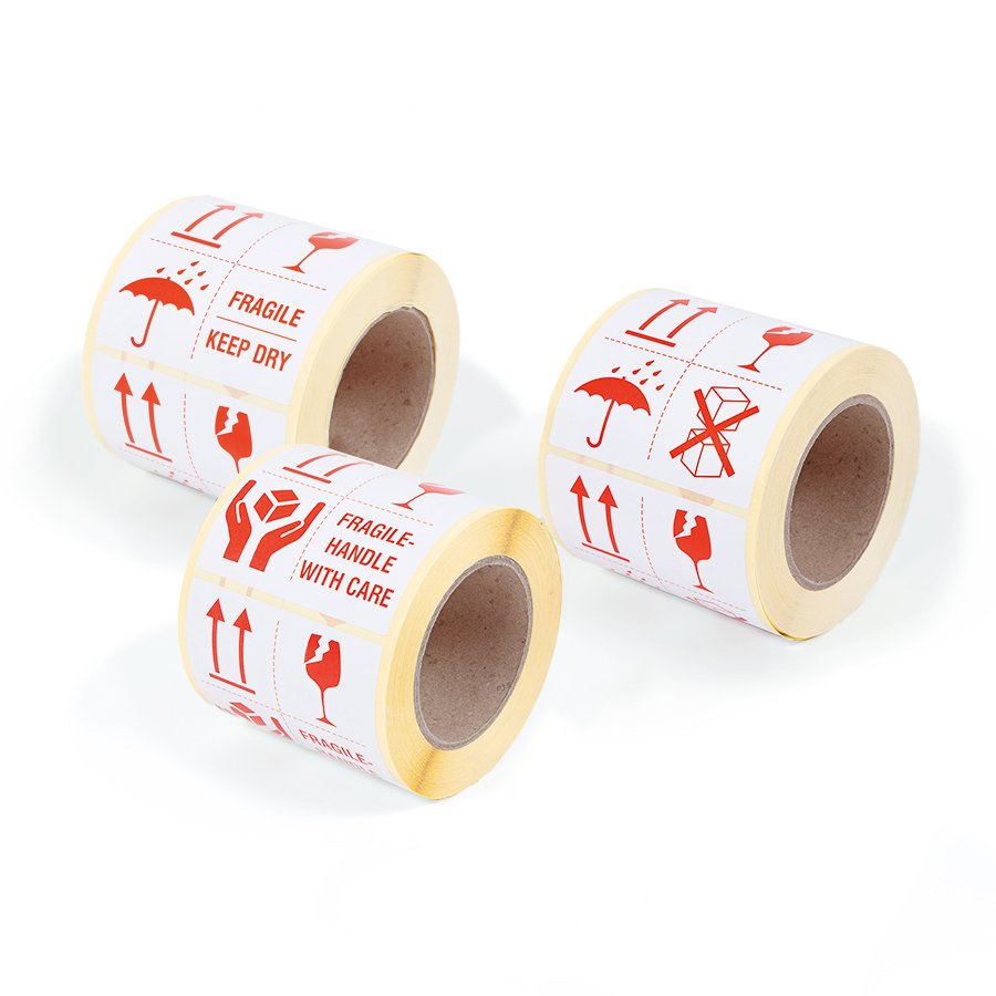 Wahl zwischen verschiedenen Warnaufdrucken 3 Rollen Etiketten