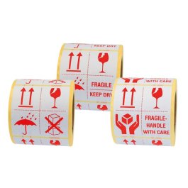 4 in 1 Etiketten  3 Rollen weißes Etikett mit rotem Aufdruck