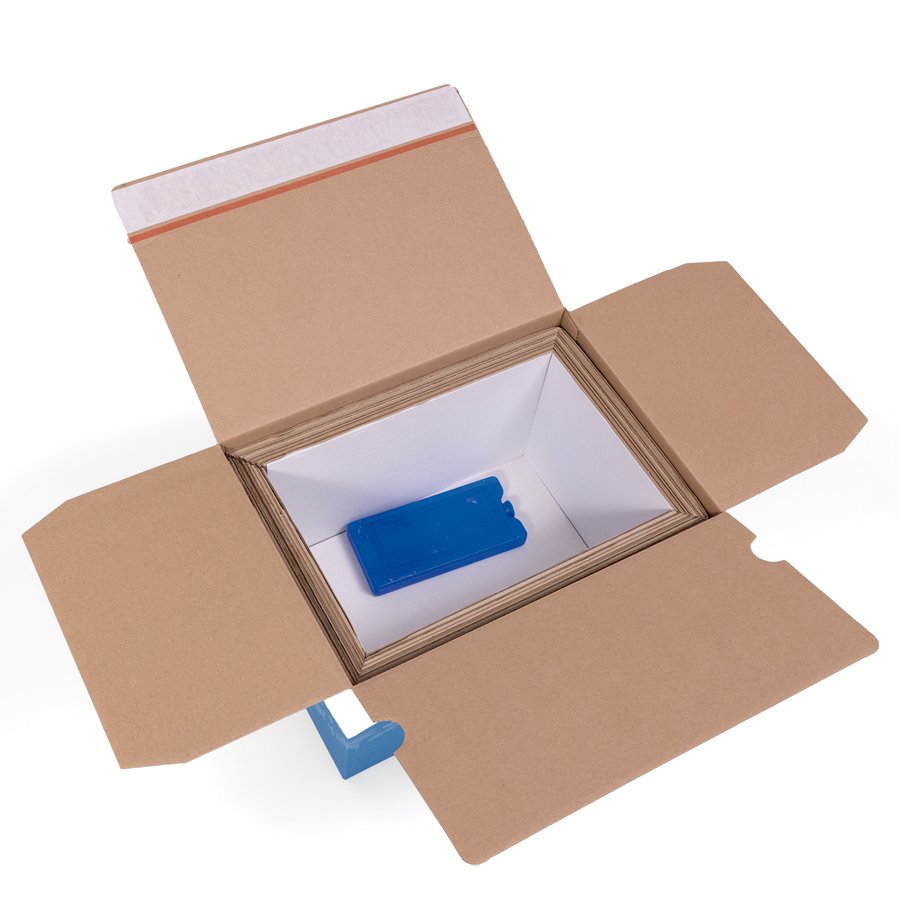 Kühlakkus, Gelkissen und Trockeneis als optionale Einlage zur Kühlung erhältlich Kühlakkus, Gelkissen und Trockeneis als optionale Einlage zur Kühlung erhältlich