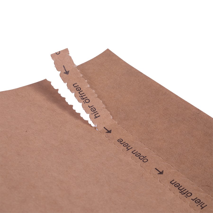 Aus reißfestem Kraftpapier und mit praktischer Aufreißperforation zum schnellen Öffnen Aus reißfestem Kraftpapier und mit praktischer Aufreißperforation zum schnellen Öffnen