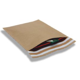 Papier-Versandtasche mit Bodenfalte, wiederverschliebar