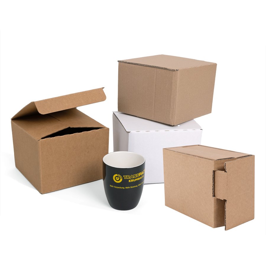 Klappschachtel-Ausführung dank Inneneinlage zum Umklappen stabiler und fester Halt der Tasse Klappschachtel-Ausführung dank Inneneinlage zum Umklappen stabiler und fester Halt der Tasse