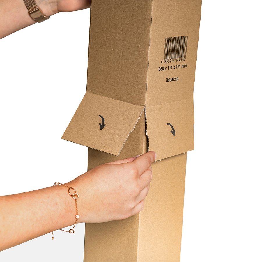 Praktische Verlängerung für das Einstecken in eine quadratische Versandhülse Praktische Verlängerung für das Einstecken in eine quadratische Versandhülse