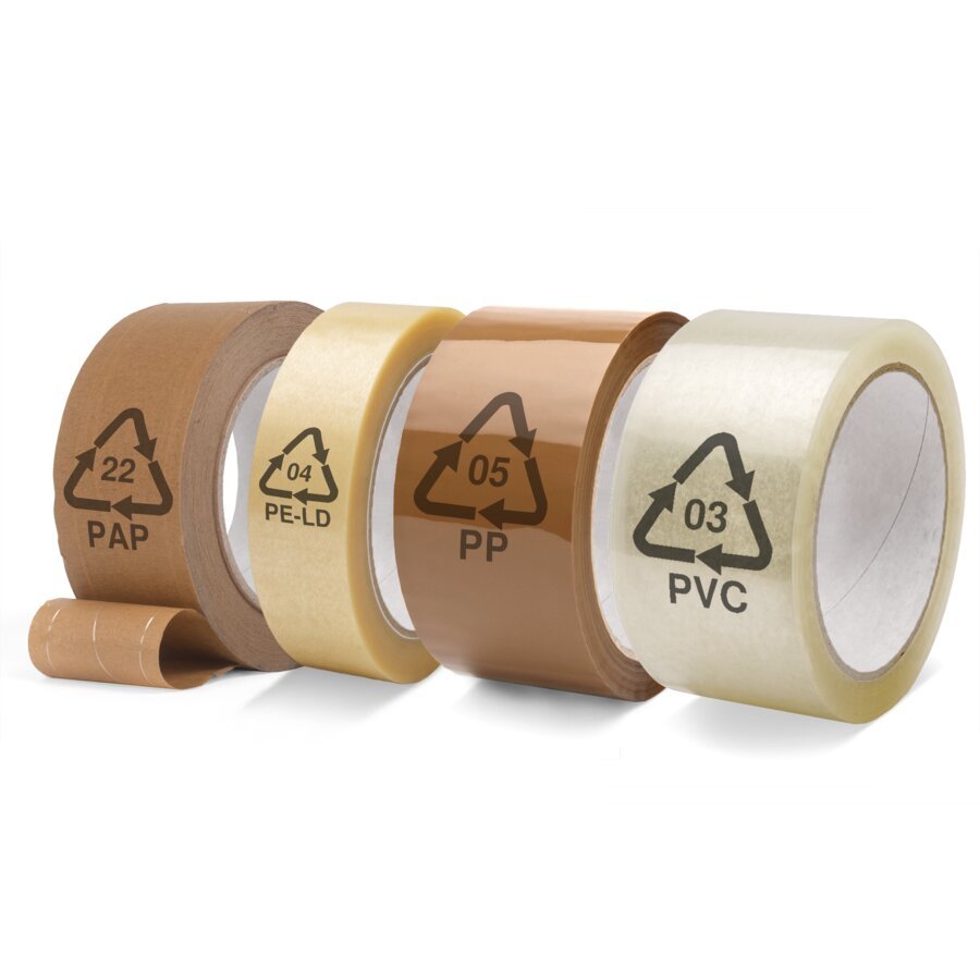 Paketband mit Recycling-Logos