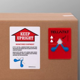 Hinweisetikett und Kippindikator Kippindikatoren mit Hinweisetikett