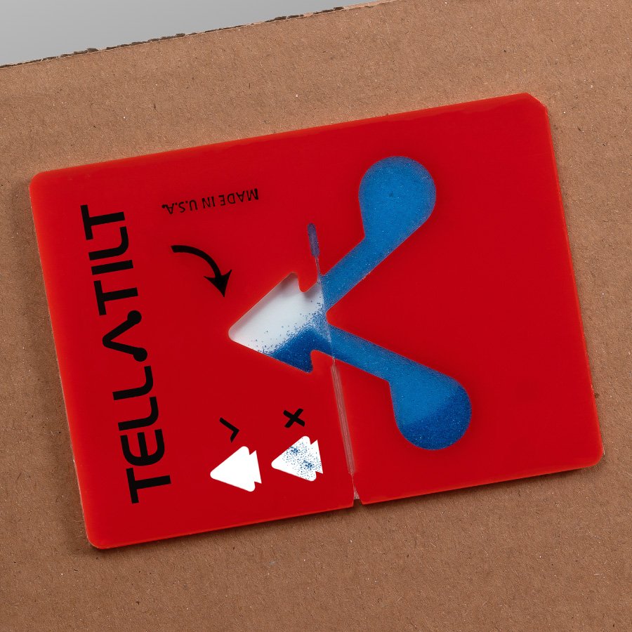 Kippindikator mit 90 Neigung, blaue Kgelchen bewegen sich in den Klebebereich