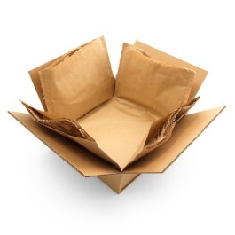 Dieses isolierende Füllmaterial wird zum Auspolstern des Kartons verwendet Der Karton wird mit diesem isolierenden Füllmaterial ausgehüllt