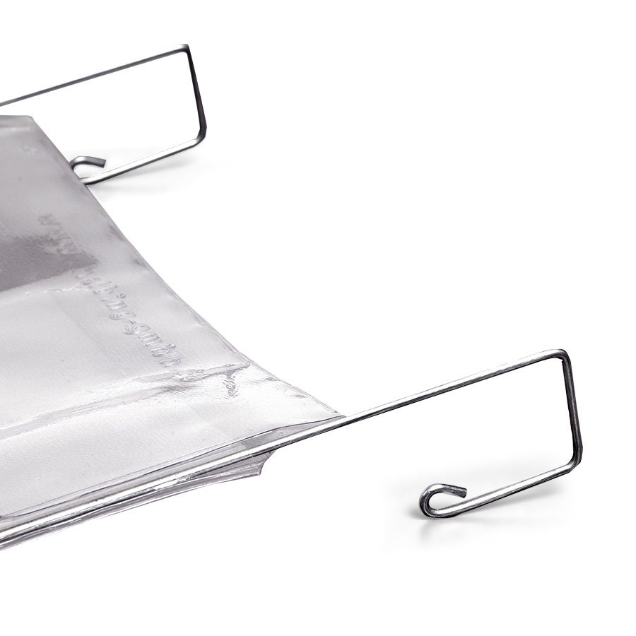 Kurzer Bügel zur Anbringung an Holzrahmen oder Lagerkästen Kurzer Bügel zur Anbringung an Holzrahmen oder Lagerkästen