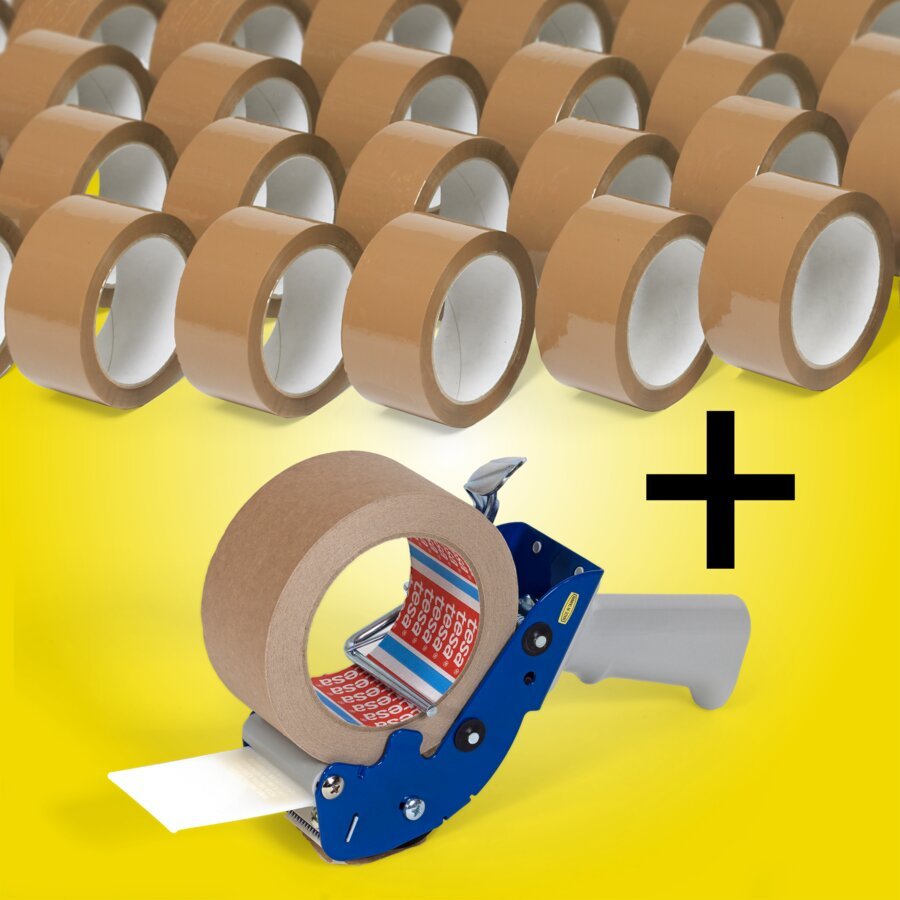 PP-Packband braun mit Abroller im Spar-Set