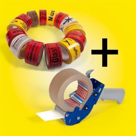 Warklebeband + Abroller Warnklebeband verschiedene Ausführungen plus Abroller