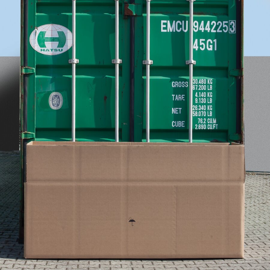 Container-Karton passt exakt in Container - volle Ausnutzung der Ladeflche