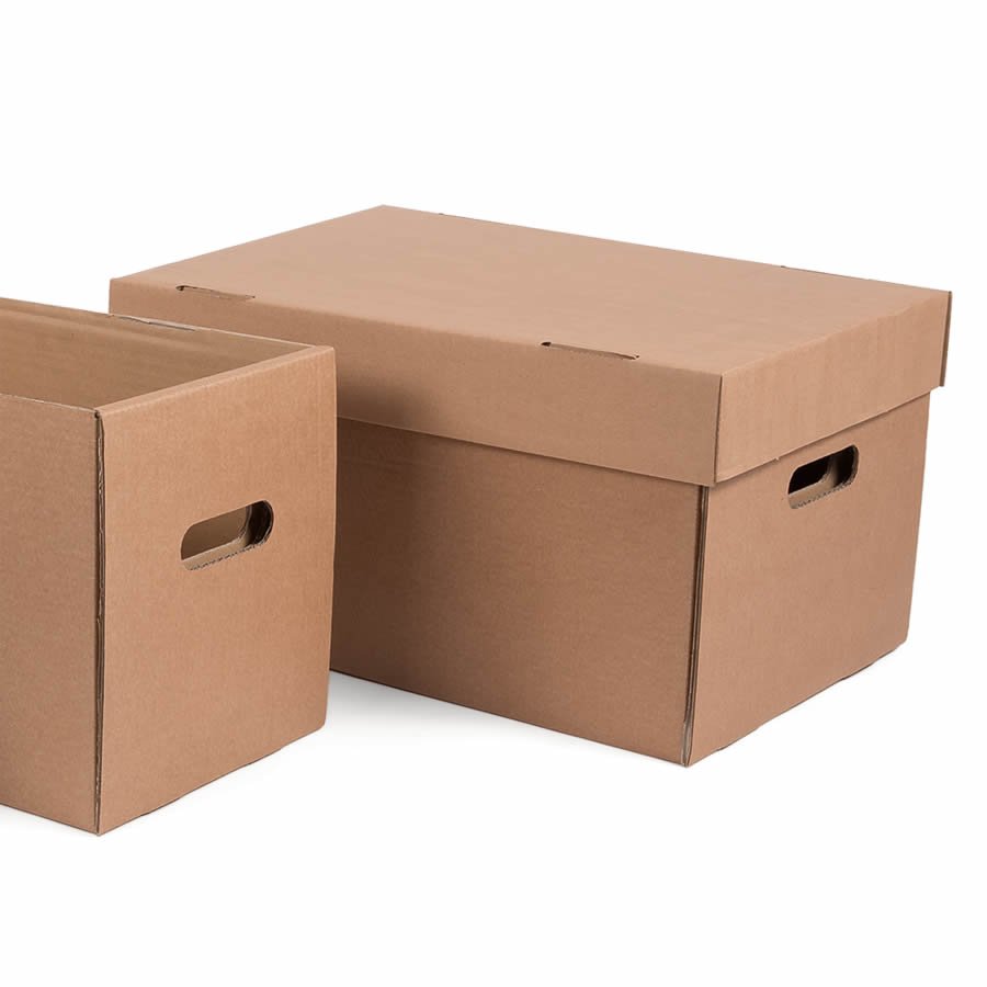 Durch den stabilen Stülpdeckel können mehrere Kartons problemlos aufeinander gestapelt werden Durch den stabilen Stülpdeckel können mehrere Kartons problemlos aufeinander gestapelt werden