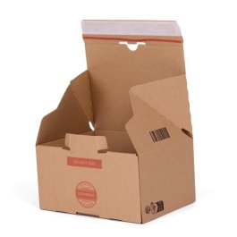 Ge�ffneter Versandkarton mit Sicherheitsverschluss