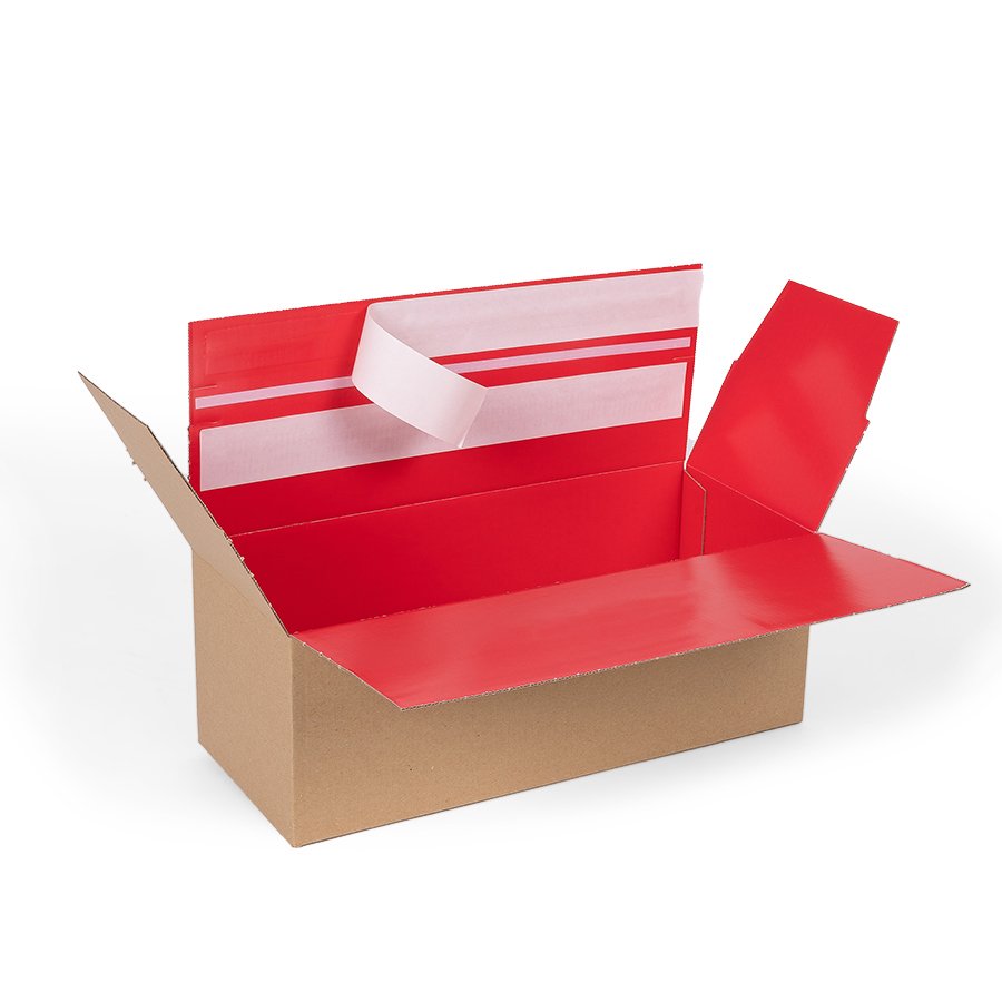 Dieser Karton hat zwei Klebestreifen - Retourenkarton mit zwei Klebestreifen - ideal als Retourenkarton nutzbar