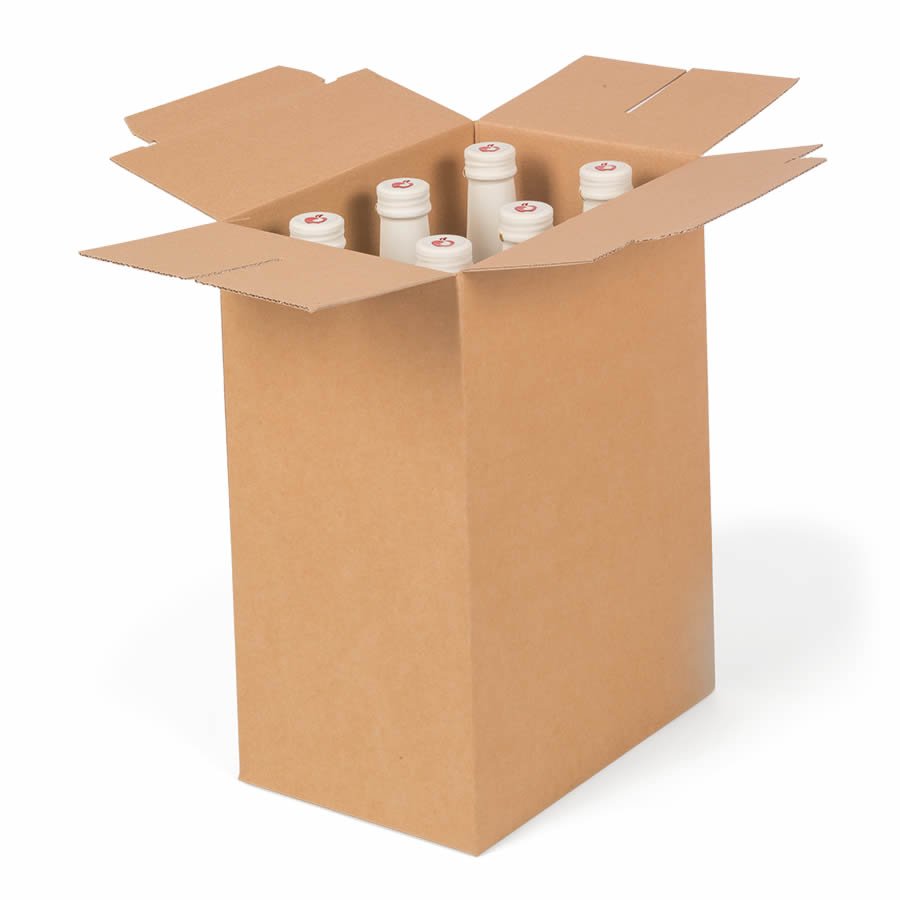 Flaschenkarton mit integriertem Gefache Flaschenkarton mit integriertem Gefache