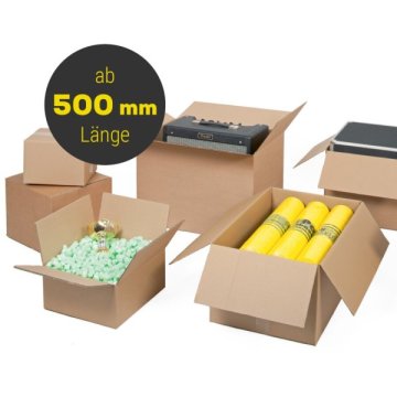 1- und 2-wellige Wellpapp-Faltkartons in unterschiedlichen Größen ab 500 mm Länge