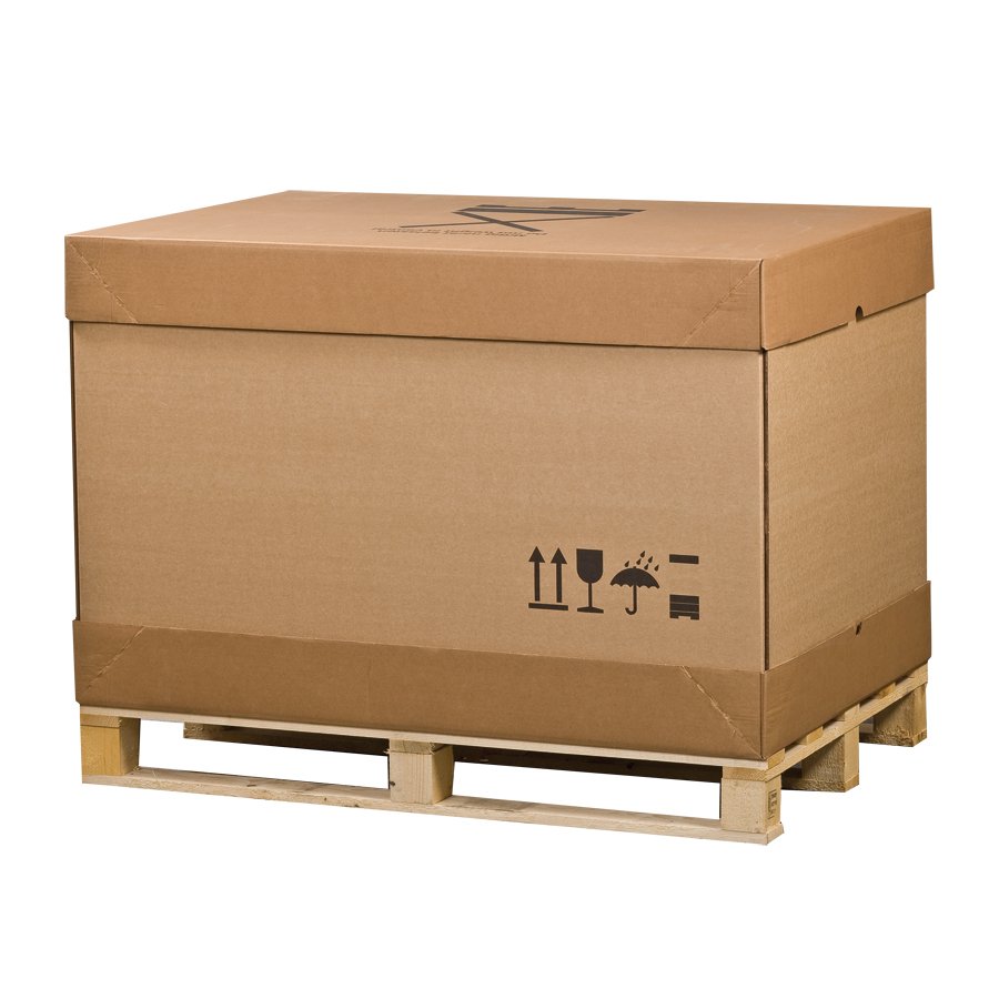 So sieht der 4-teilige Palettencontainer fertig montiert aus.