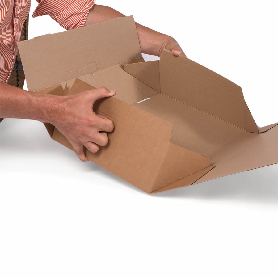 Über die klappbaren Seitenwände ist der Karton im Handumdrehen aufgebaut Über die klappbaren Seitenwände ist der Karton im Handumdrehen aufgebaut