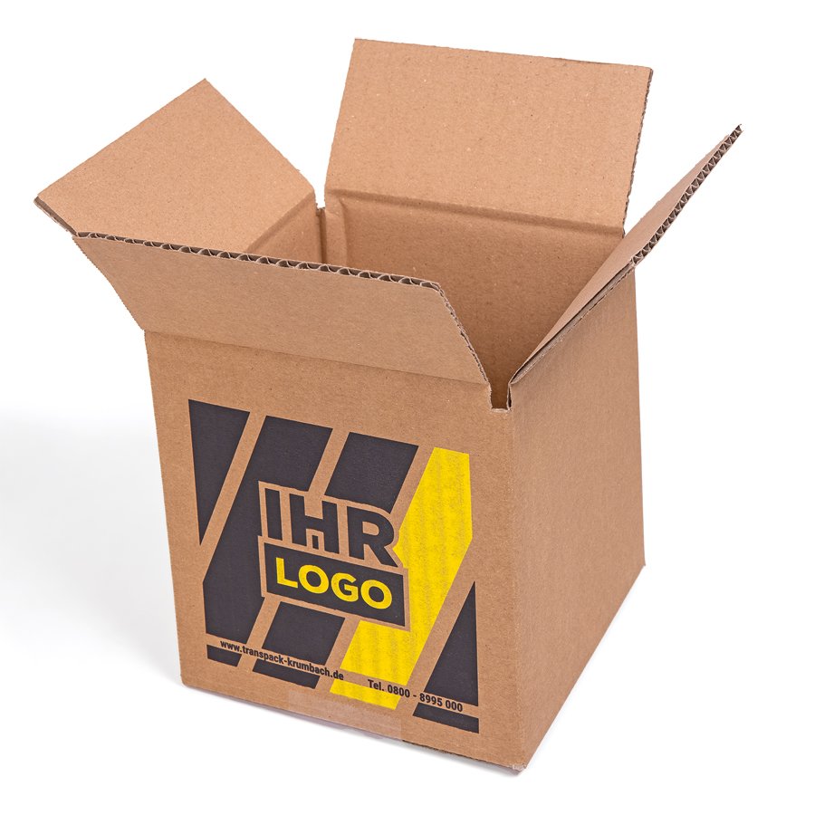 Individuelle Bedruckung mit Logoauf der Kartonaußenseite innen braun, außen braun und Bedruckung