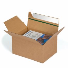 Faltkarton mit Selbstklebeverschluss und Automatikboden Faltkarton mit Selbstklebeverschluss und Automatikboden