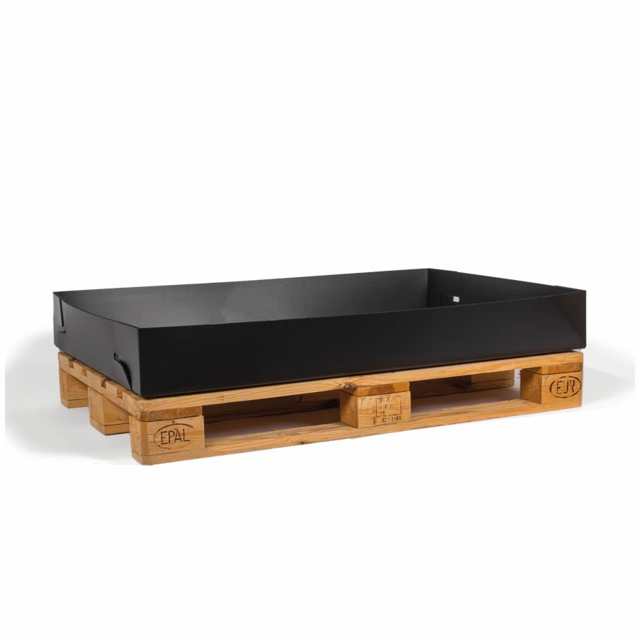 Der Palettenboden aus Kunststoff-Welle schützt vor Nässe und Spritzwasser Der Palettenboden aus Kunststoff-Welle schützt vor Nässe und Spritzwasser