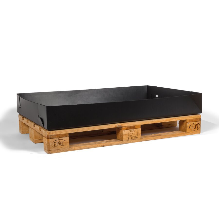 Der Palettenboden aus Kunststoff-Welle schtzt vor Nsse und Spritzwasser