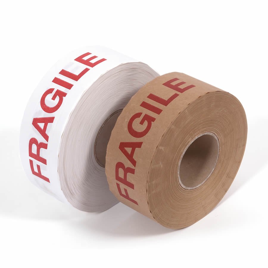 Nassklebeband in weiß und braun bedruckt Nassklebeband in weiß und braun bedruckt