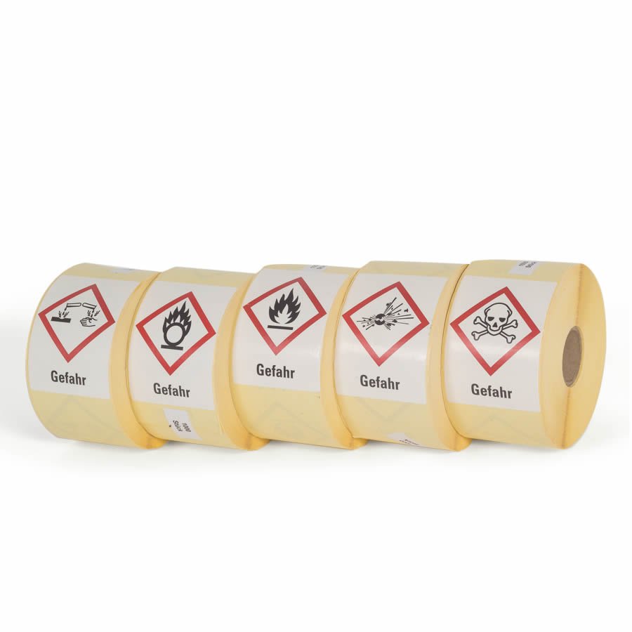 GHS-Etiketten auf Rolle 5 Rollen Etiketten mit Gefahrgutsymbol