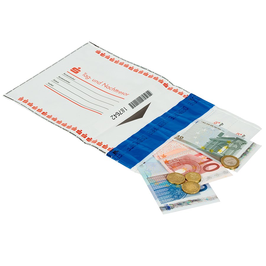Auch der Versand von Bargeld ist mit der Sicherheits-Versandtasche möglich Auch der Versand von Bargeld ist mit der Sicherheits-Versandtasche möglich