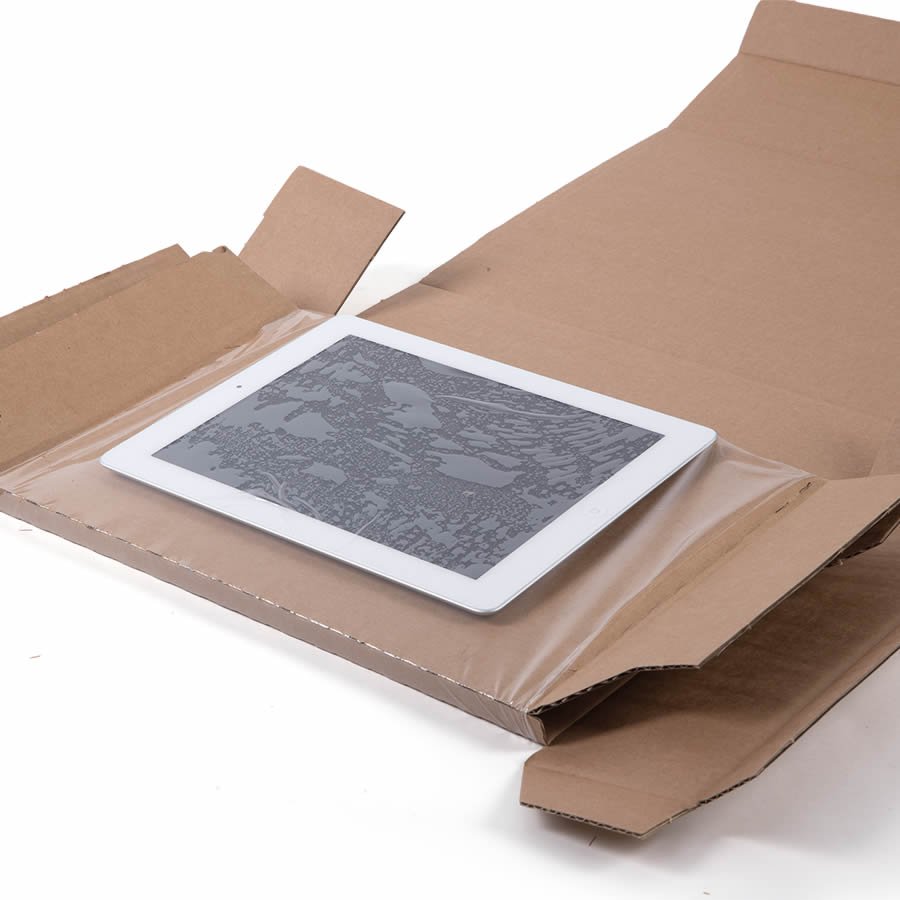 Durch Aufrichten der Seitenklappen spannt sich die Folie und sichert das Packgut Durch Aufrichten der Seitenklappen spannt sich die Folie und sichert das Packgut