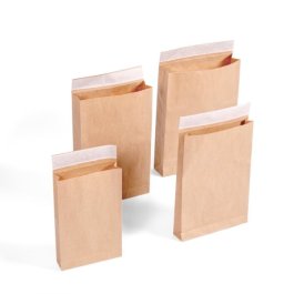 Papier-Versandtasche mit Selbstklebeverschluss, Blockboden und Seitenfalte