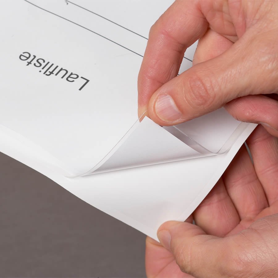 Sichttasche einfach von der Schutzfolie abziehbar Sichttasche einfach von der Schutzfolie abziehbar